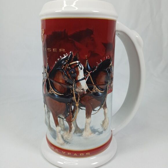 Budweiser Holiday Stein 2004 25th Anniversary Edition Clydesdales w/ Box - Picture 4 of 8